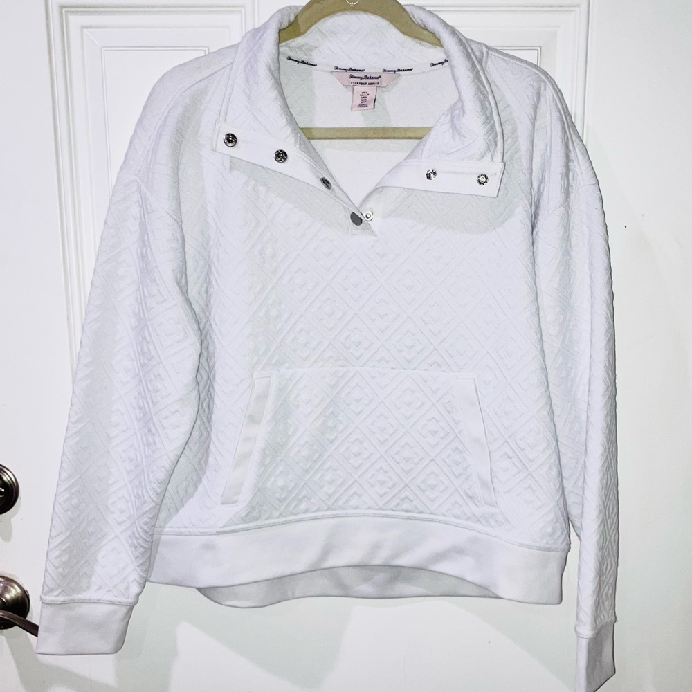 Tommy Bahama White Everyday Active Sweatshirt Pullover Quilted Golf Sport Sz L - Picture 3 of 6